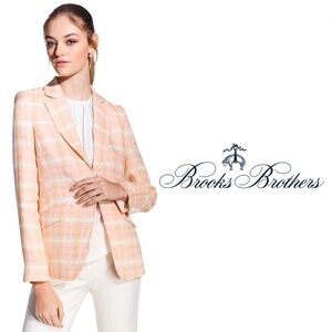 Brooks Brothers Pink Plaid Blazer 100% Linen/Flax Spring 2019 Collection - 16